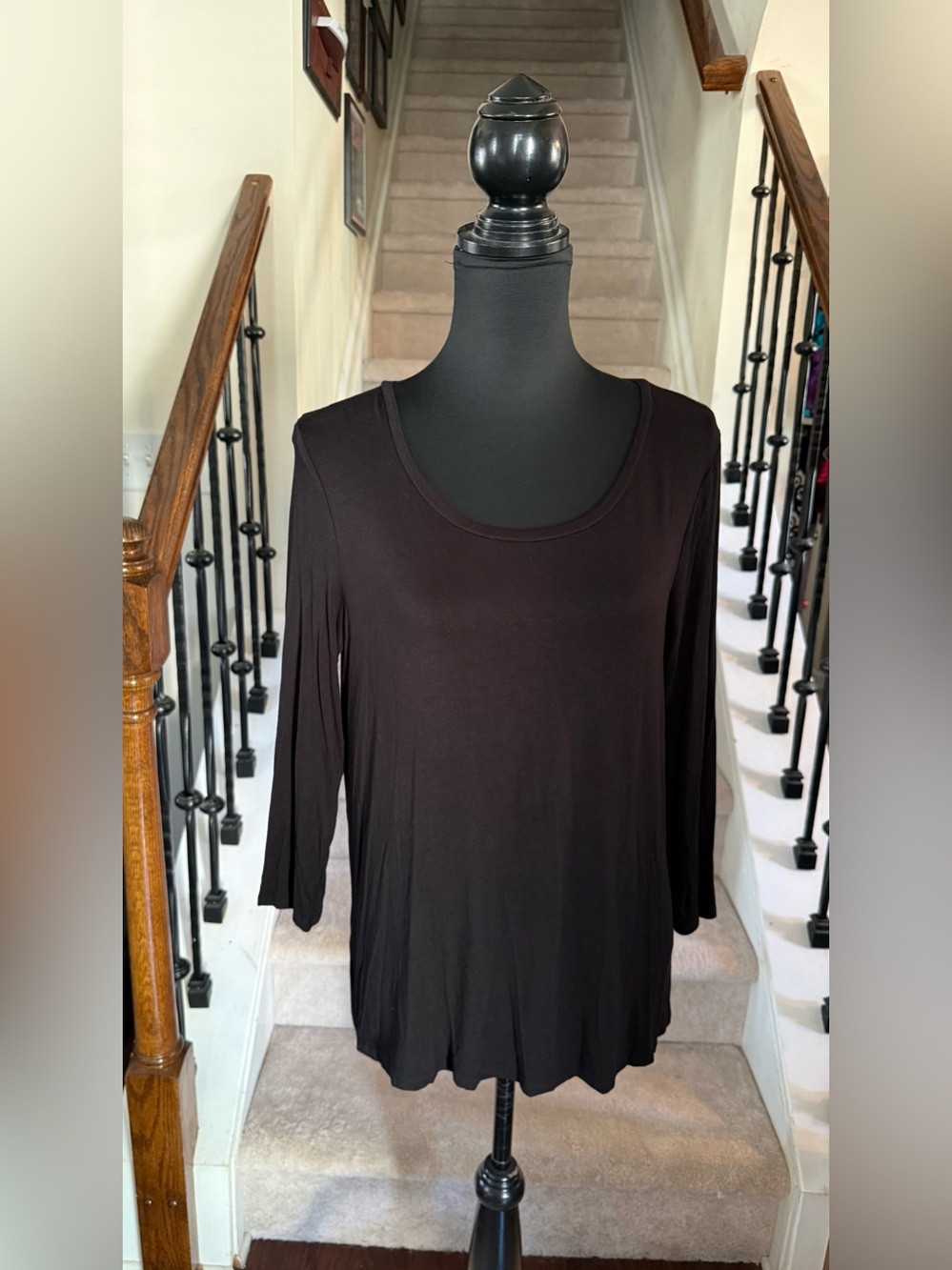Cable & Gauge Black Scoop Neck Tunic Tee